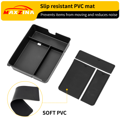 Maxzina Center Console Organizer Compatible with 2023-2025 Honda Pilot Center Console Storage Box ABS Plastic Armrest Storage Tray with PVC Pad