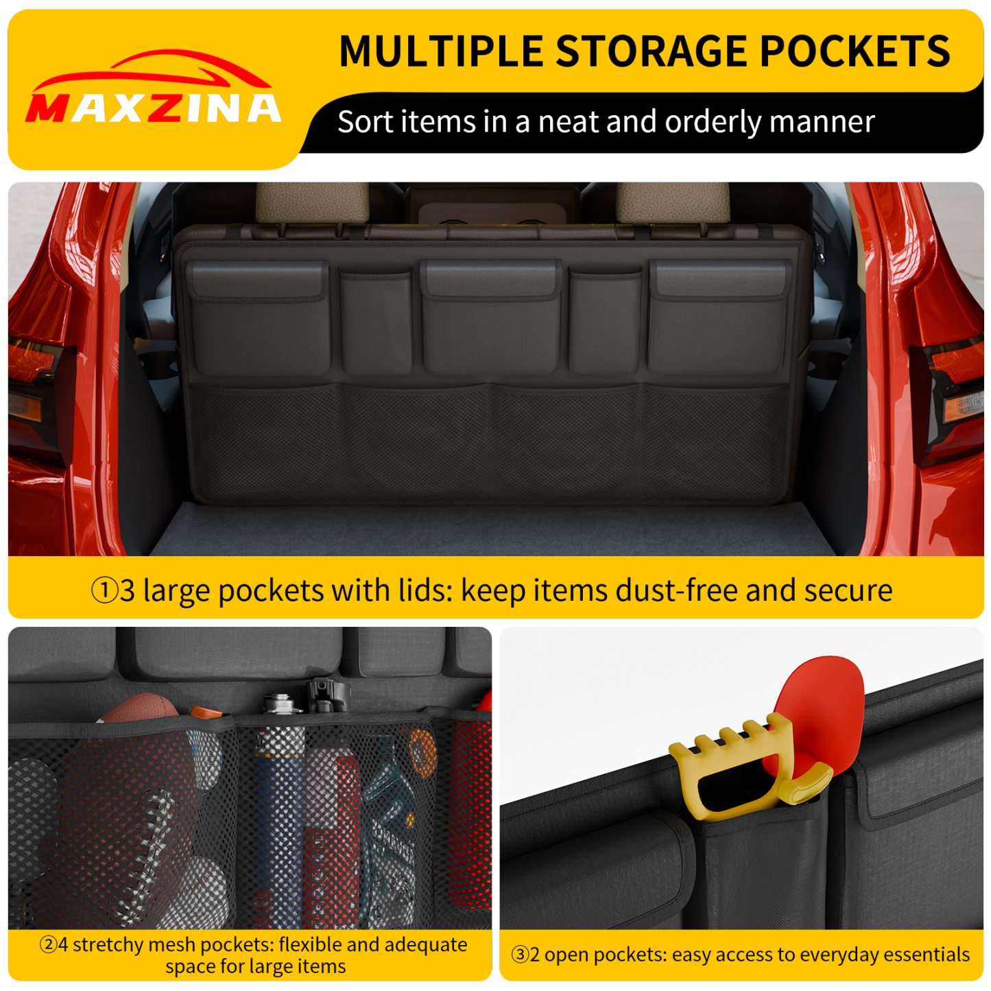 Maxzina Car Trunk Organizer Compatible with 2023-2025 Pilot Backseat Hanging Organizer Collapsible Oxford Cloth Car Storage Bag with 9 Pockets