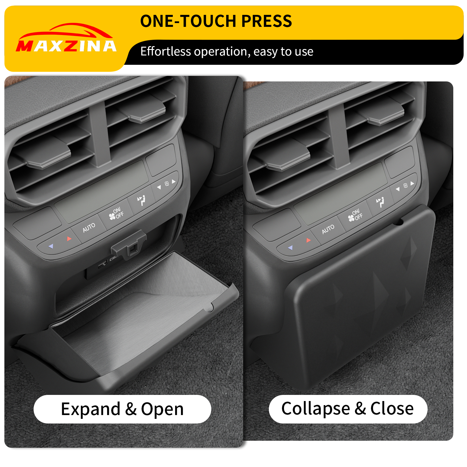 Maxzina Trash Can Compatible with 2023-2025 Honda Pilot Foldable Trash Bin Expandable Garbage Can Stick-On Trash Bin Extra Rear 2nd Row Storage Box for 2024 Pilot Accessories