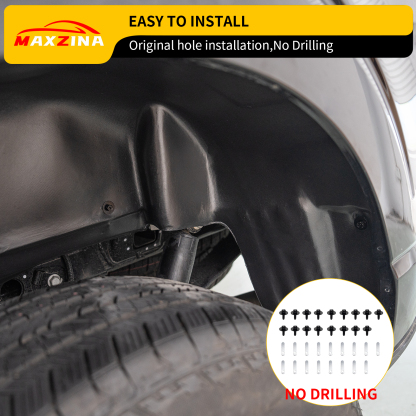 Maxzina Rear Wheel Well Liners Compatible with 2021-2025 Ford F150 (Not for Raptor) Rear Wheel Arch Liners No Drilling Well Guards Tire Inner Fenders
