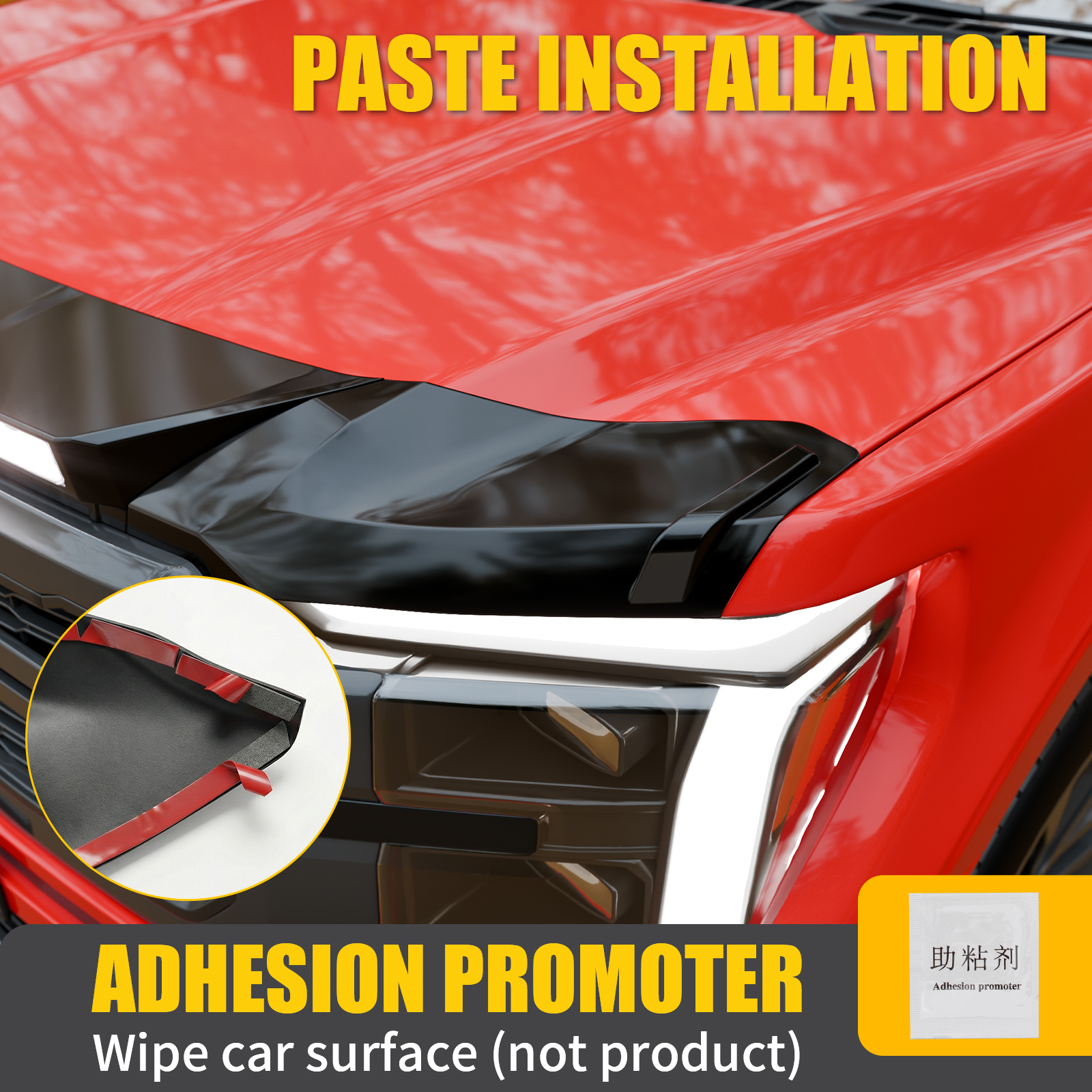 Maxzina ABS Hood Protector with LED Lights Compatible with 2021-2026 Ford F150 XL/STX/XLT/Lariat Hood Shield Bug Deflector 3-Piece Bonnet Guard for 2025 Ford F-150 Accessories (Strip White Light)