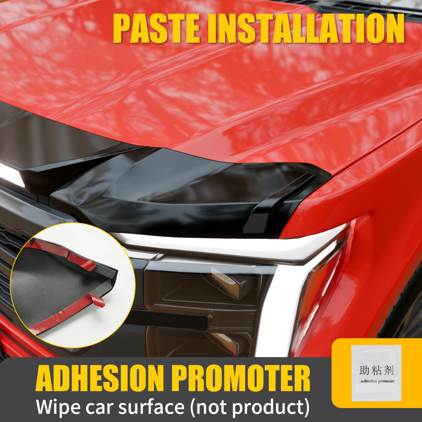 Maxzina ABS Hood Protector with LED Lights Compatible with 2021-2026 Ford F150 XL/STX/XLT/Lariat Hood Shield Bug Deflector 3-Piece Bonnet Guard for 2025 Ford F-150 Accessories (Strip White Light)