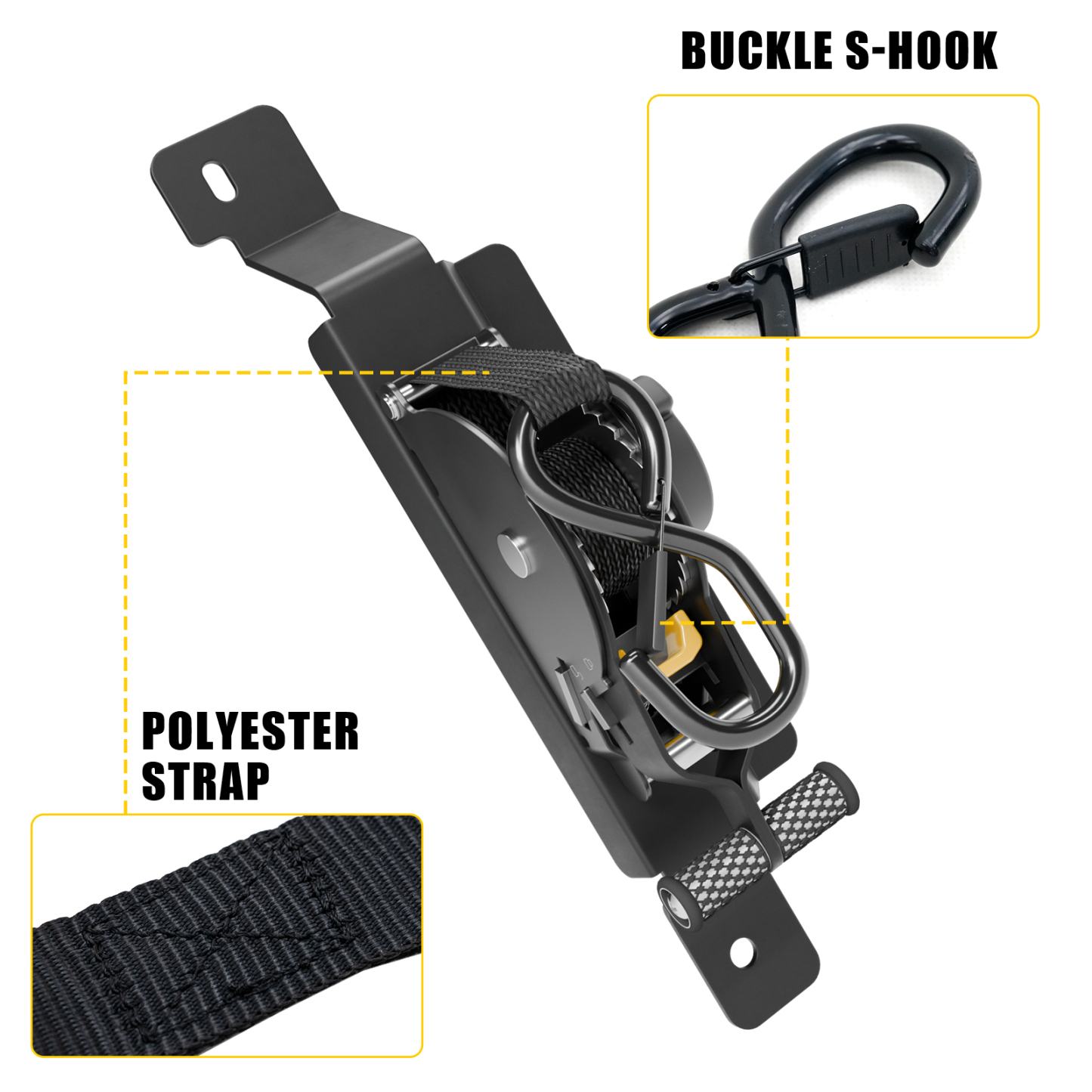 Maxzina Retractable Ratchet Straps Compatible with 2020-2025 2026 Jeep Gladiator JT Retracting Straps Auto Retract Securing Strap Tie Down System 2PCS for 2024 Gladiator Accessories