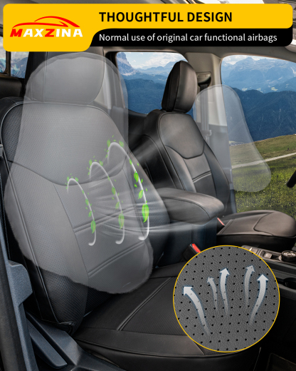 Maxzina 2022 2023 2024 2025 Ford Maverick Seat Cover Interior Protectors PU Leather Black 
