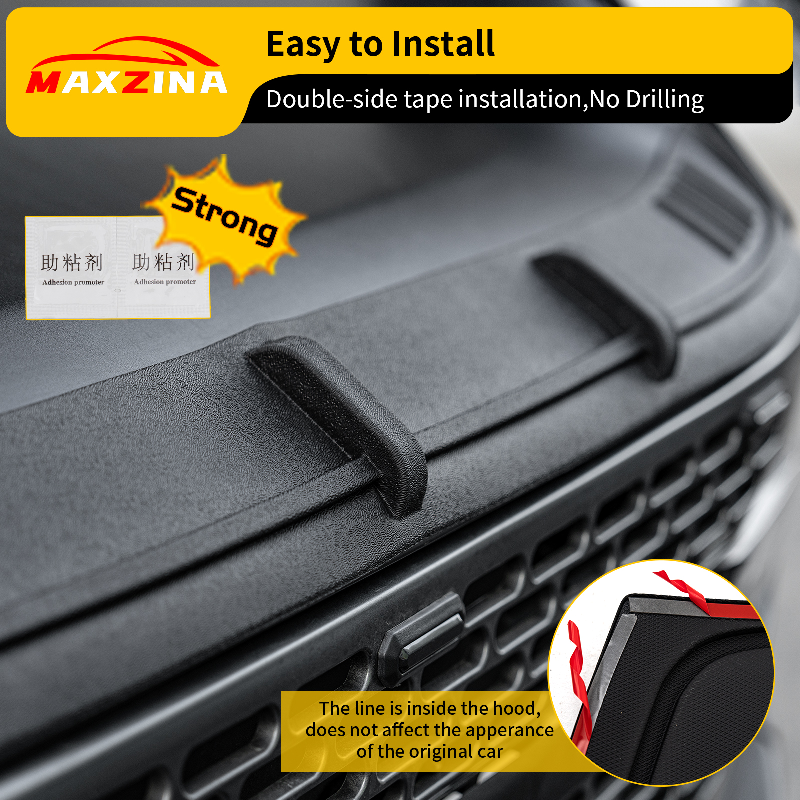 Maxzina TPE Hood Protector Compatible with 2021-2025 Ford Bronco (Not for Bronco Sport) Hood Shield Hood Deflector Hood Guard for 2024 Bronco Accessories