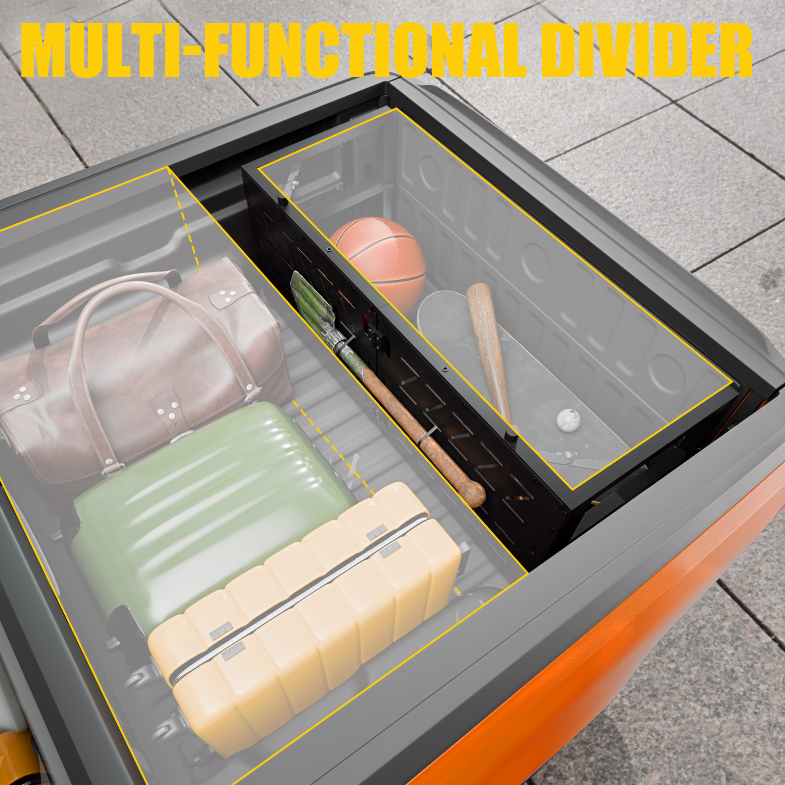 Maxzina Tailgate Extender Compatible with 2022-2025 2026 Ford Maverick Flip-Over Pickup Truck Bed Divider Carbon Steel Rotatable Truck Bed Extension for 2024 Maverick Accessories