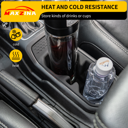 Maxzina Cup Holder Compatible with 2018-2026 Jeep Gladiator JT & Wrangler JL JLU 4XE Insert Center Console Cup Holder Soft Silicone Black Bottle Holder Interior Decoration 2025 Gladiator Accessories