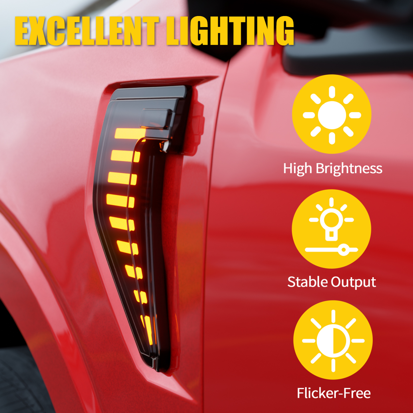 Maxzina Side Marker Lights Compatible with 2024-2025 Ford F150 Side Marker Lamps Plug-and-Play ABS Plastic Housing Waterproof LED Lights Auxiliary Lamps for F-150 Accessories