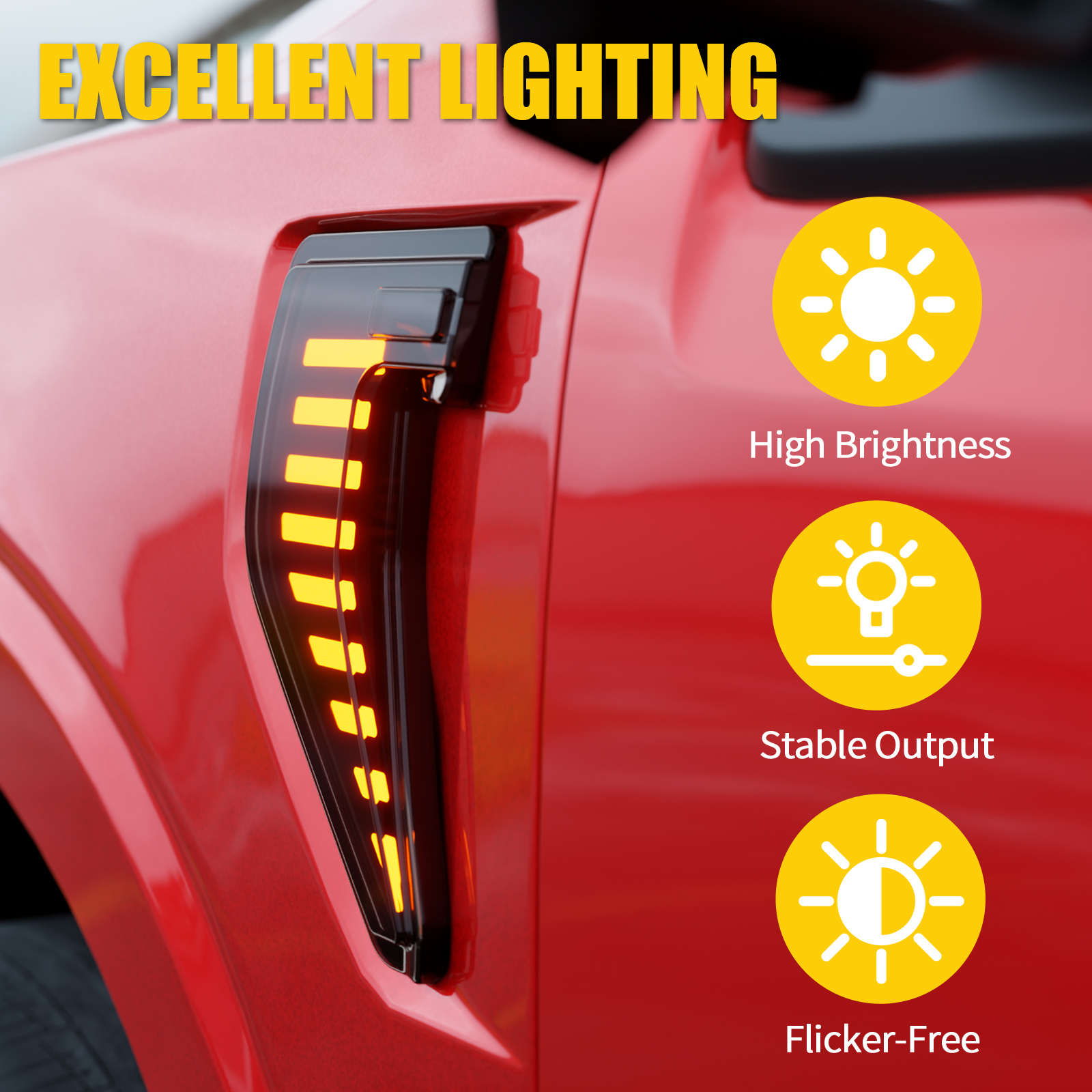 Maxzina Side Marker Lights Compatible with 2024-2025 Ford F150 Side Marker Lamps Plug-and-Play ABS Plastic Housing Waterproof LED Lights Auxiliary Lamps for F-150 Accessories
