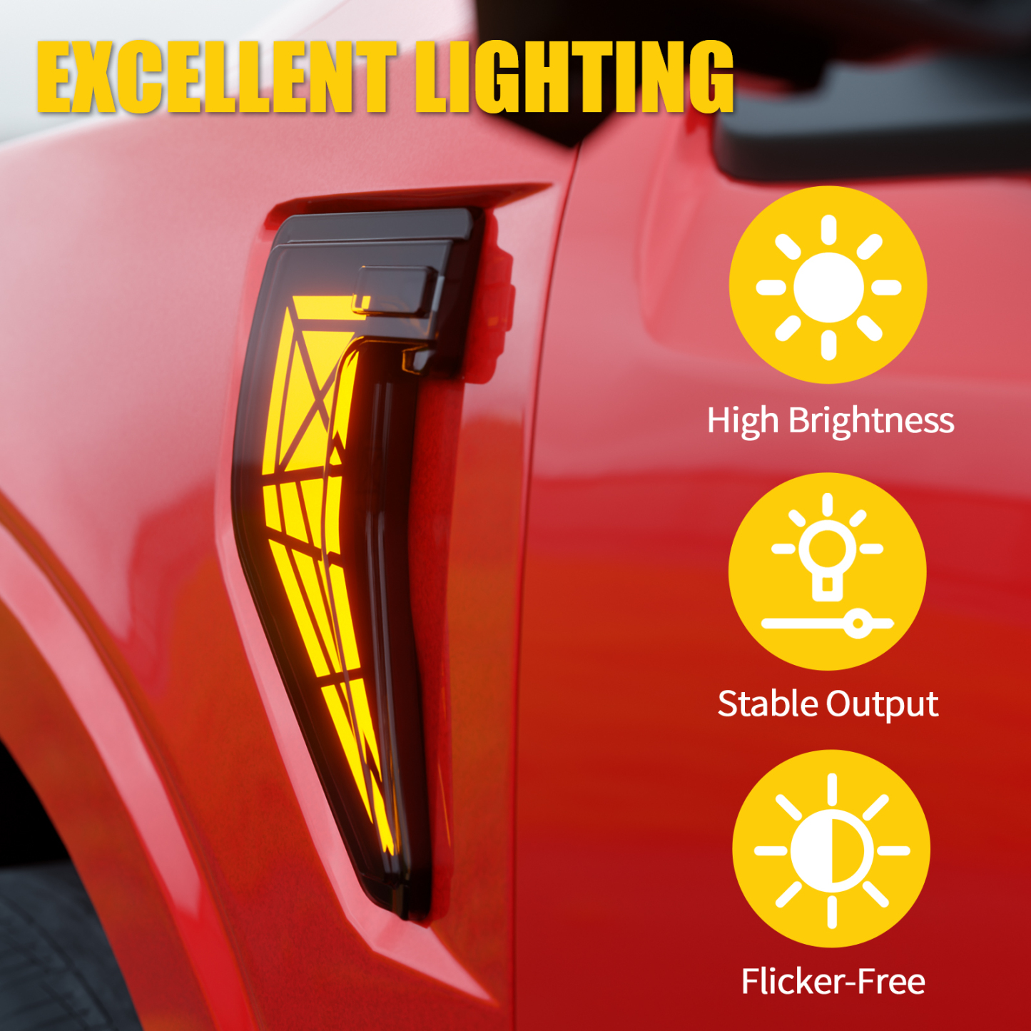 Maxzina Side Marker Lights Compatible with 2024-2025 Ford F150 Side Marker Lamps Plug-and-Play ABS Plastic Housing Waterproof LED Lights Auxiliary Lamps for F-150 Accessories