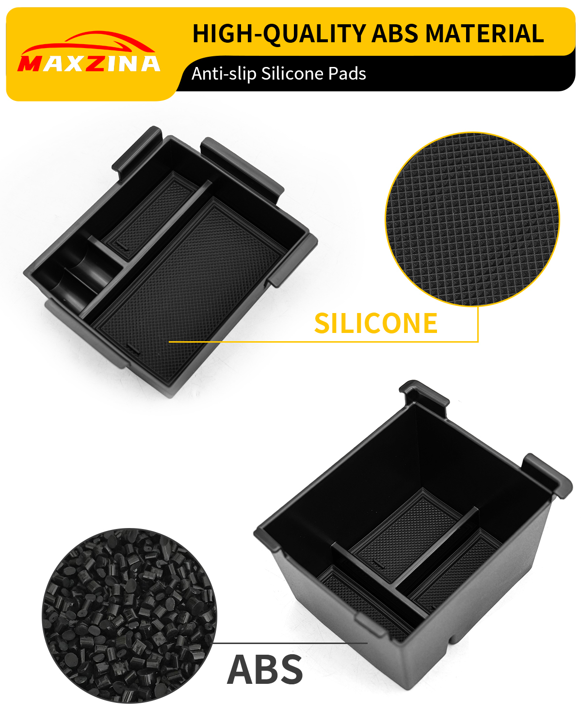 Maxzina 2022 2023 2024 2025 Ford Maverick Center Console Organizer ABS Plastic Armrest Storage Box with Silicone Pad 