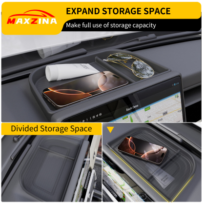 Maxzina Dashboard Storage Organizer for 2025 Ford Maverick Silicone Dash Insert Tray Behind Screen Dashboard Storage Box