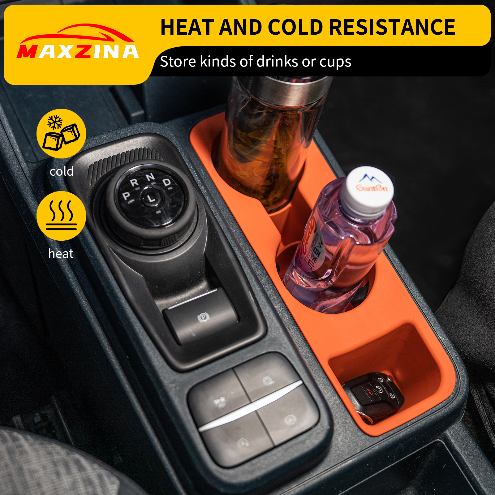 Maxzina 2022 2023 2024 2025 Ford Maverick Cup holder Silicone Insert Center Console Cup Holder Silicone Black Bottle Holder Interior Decoration