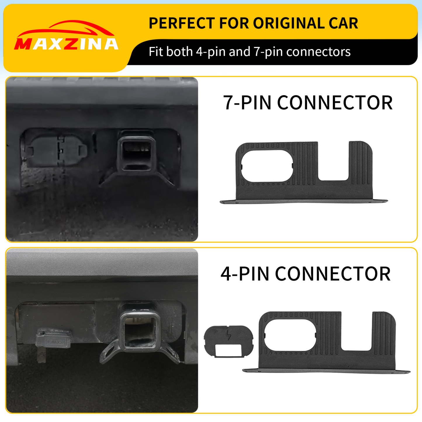 Maxzina Rear Bumper Cover Plate Compatible with 2022-2025 Ford Maverick (Not for Lobo) Trailer Hitch Surround Protection Cover Weatherproof with 4-Pin 7-Pin Connectors