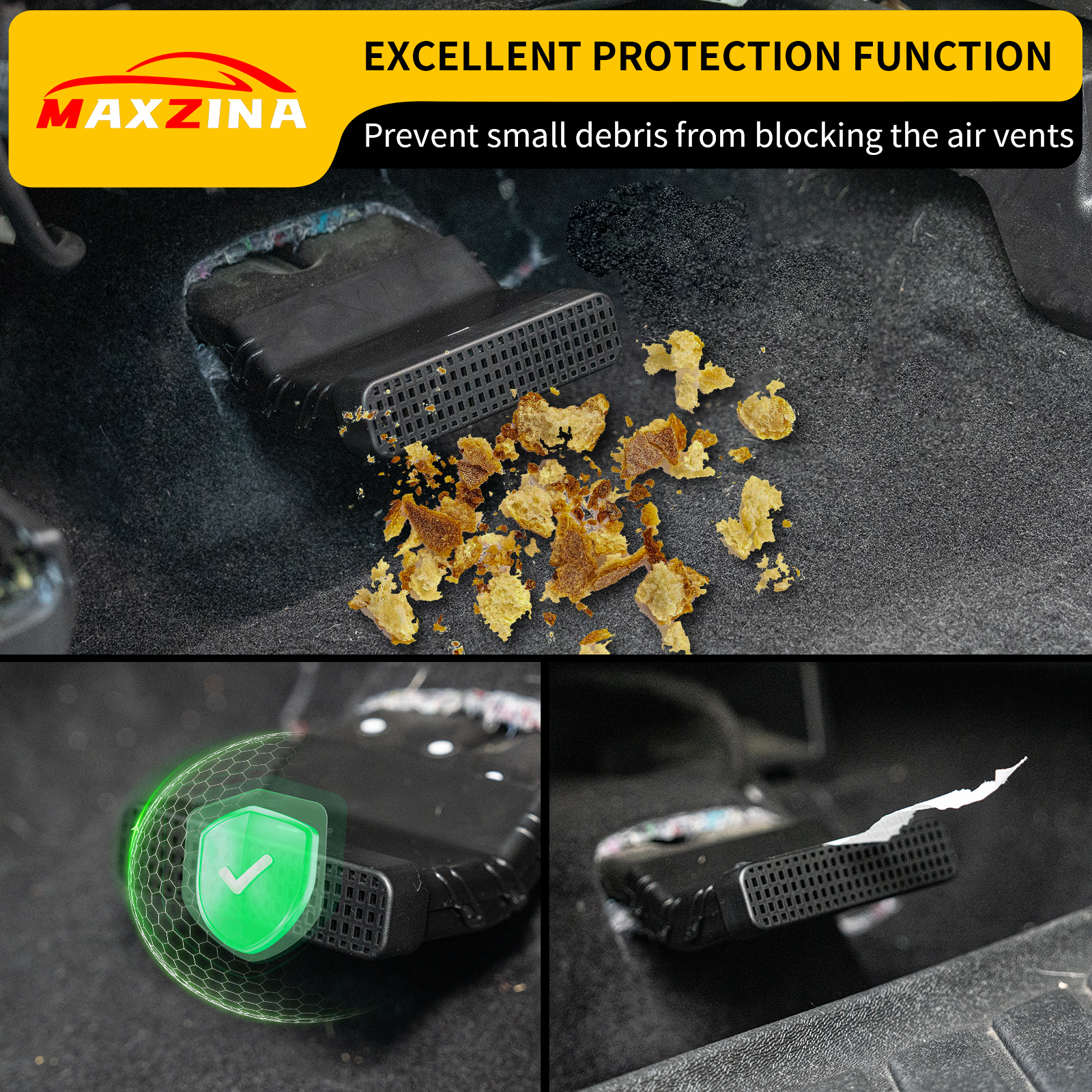 Maxzina Under Seat Vent Deflectors Compatible with 2022-2025 Ford Maverick Rear Air Conditioning Vent Cover Plug-in Rear Floor AC Vent Filter Air Vent Extension 