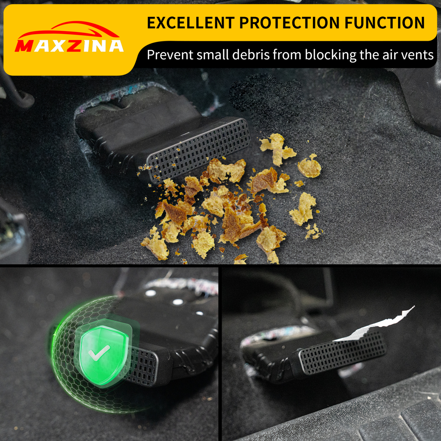 Maxzina Under Seat Vent Deflectors Compatible with 2022-2025 Ford Maverick Rear Air Conditioning Vent Cover Plug-in Rear Floor AC Vent Filter Air Vent Extension 