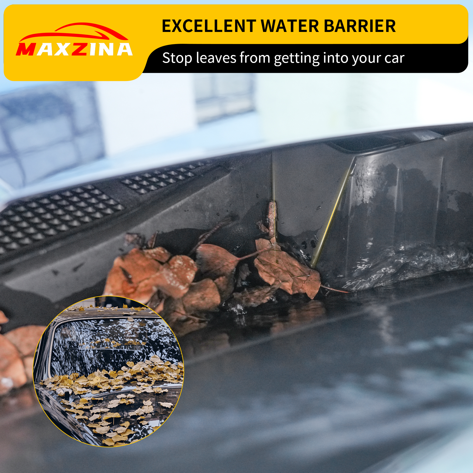 Maxzina Hood Water Barrier Compatible with 2022-2025 Ford Maverick Hood Water Drain Grille Front Trunk Water Channel Debris Filter Anti Clogging Grid 2PCS