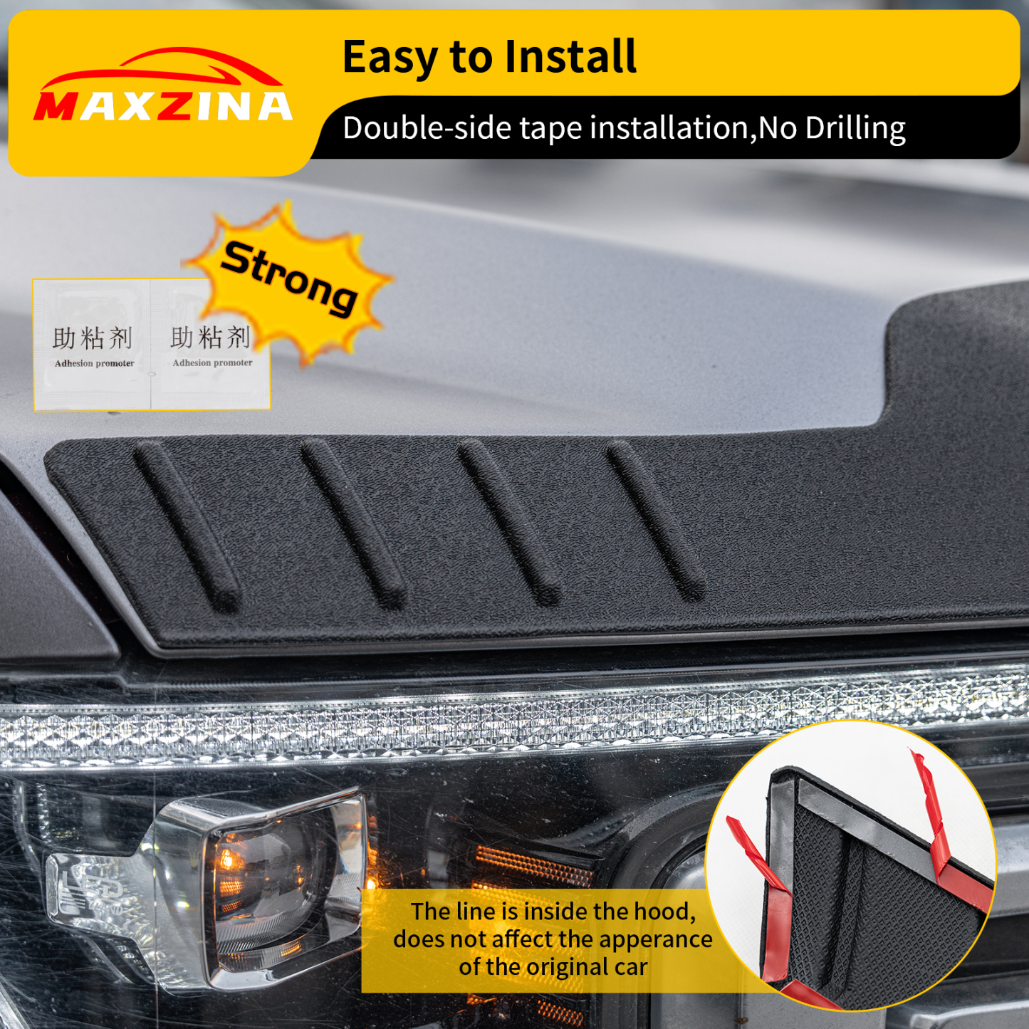 Maxzina Hood Protector Compatible with 2015-2020 Ford F150 Hood Shield TPE Hood Deflector Hood Guard