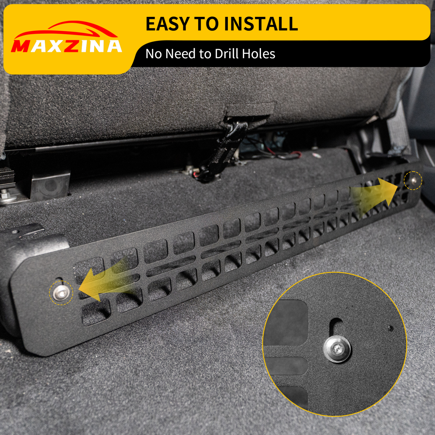 Maxzina Seat Bottom Divider Panel Compatible with Ford F150 2015+ Raptor 2015+ Super Duty 2017+ Under Seat Molle Panel Second Row Storage Panel 2nd Row Under Seat Organizer