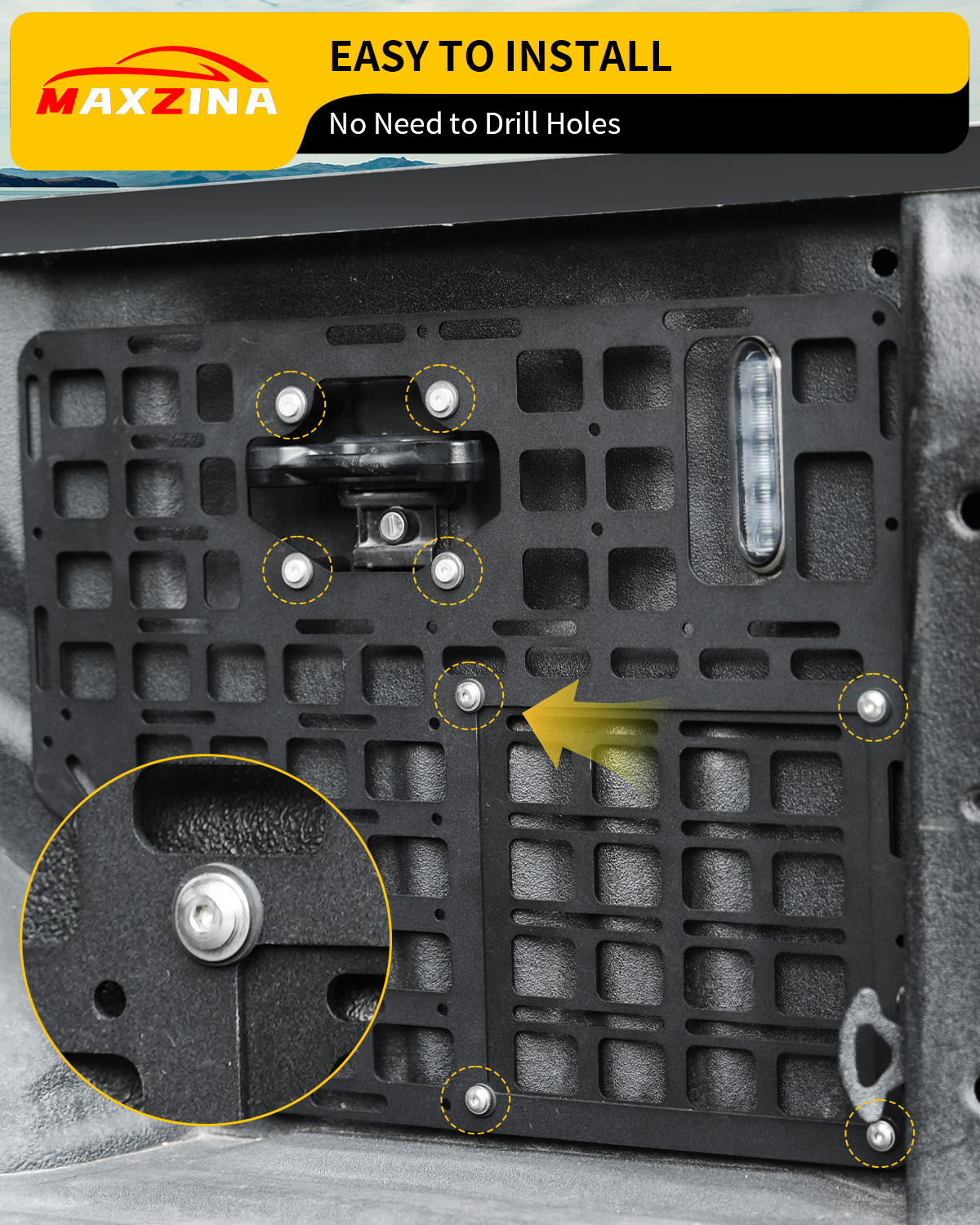 Maxzina Side Bed Panel Compatible with 2015-2025 Ford F150 Side Molle Panel Truck Bed Panel Rear Cargo Storage Shelf Replacement