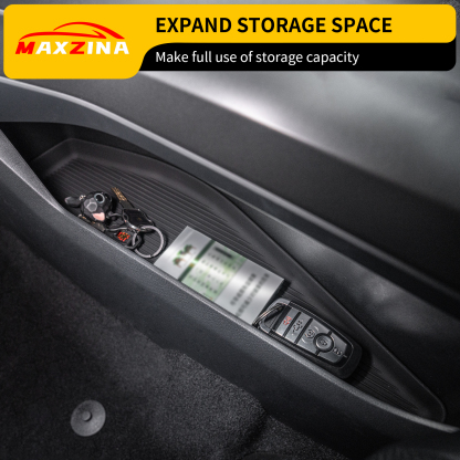 Maxzina Gear Shift Side Storage Compatible with 2021-2025 Ford F150 Center Console Side Lower Storage Tray Gear Shifter Organizers 2PCS