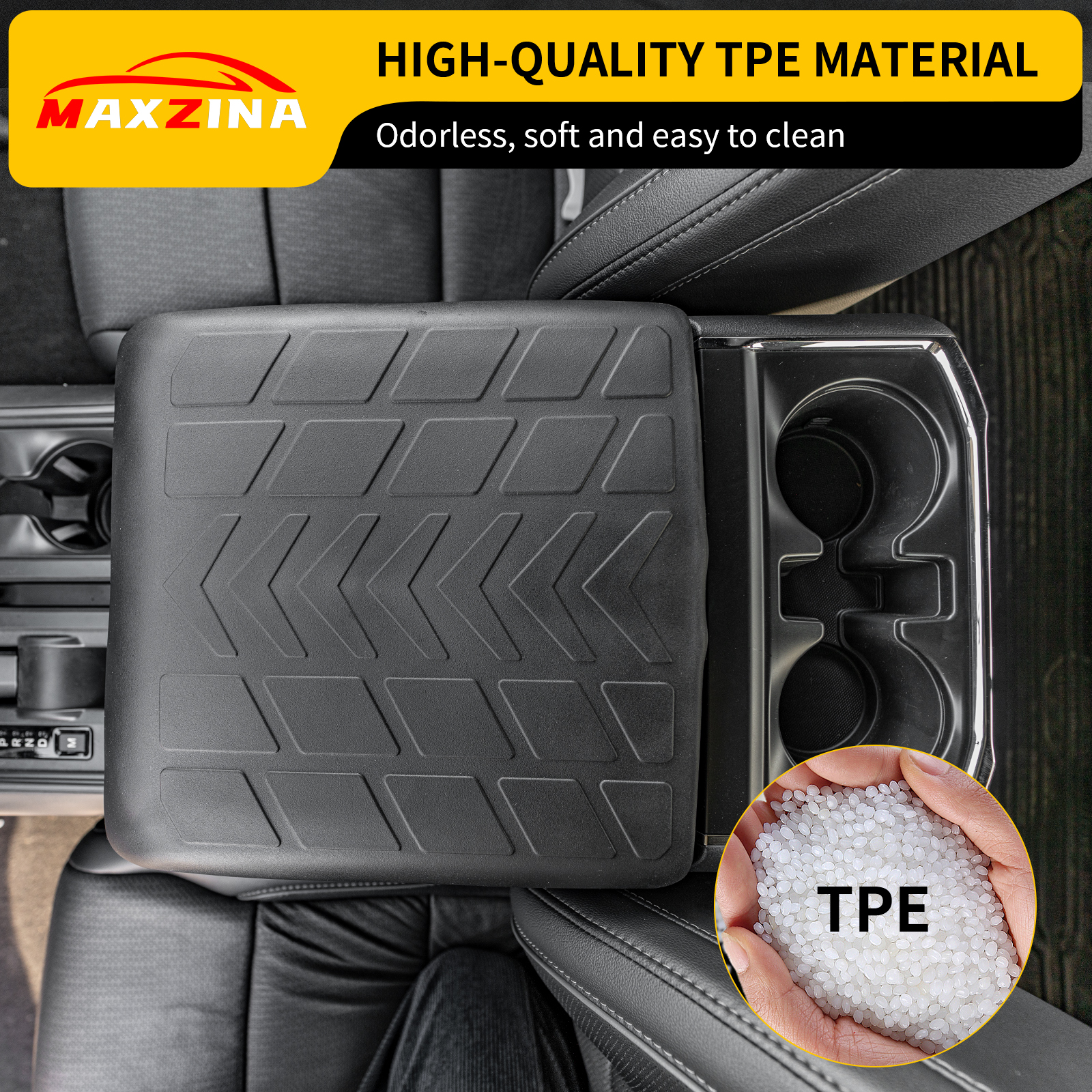 Maxzina Armrest Cover Compatible with 2021-2025 Ford F150 Center Console Cover Waterproof Car Armrest Seat Box Pad for 2024 Ford F-150 Accessories (Full Console with Bucket Seats ONLY)