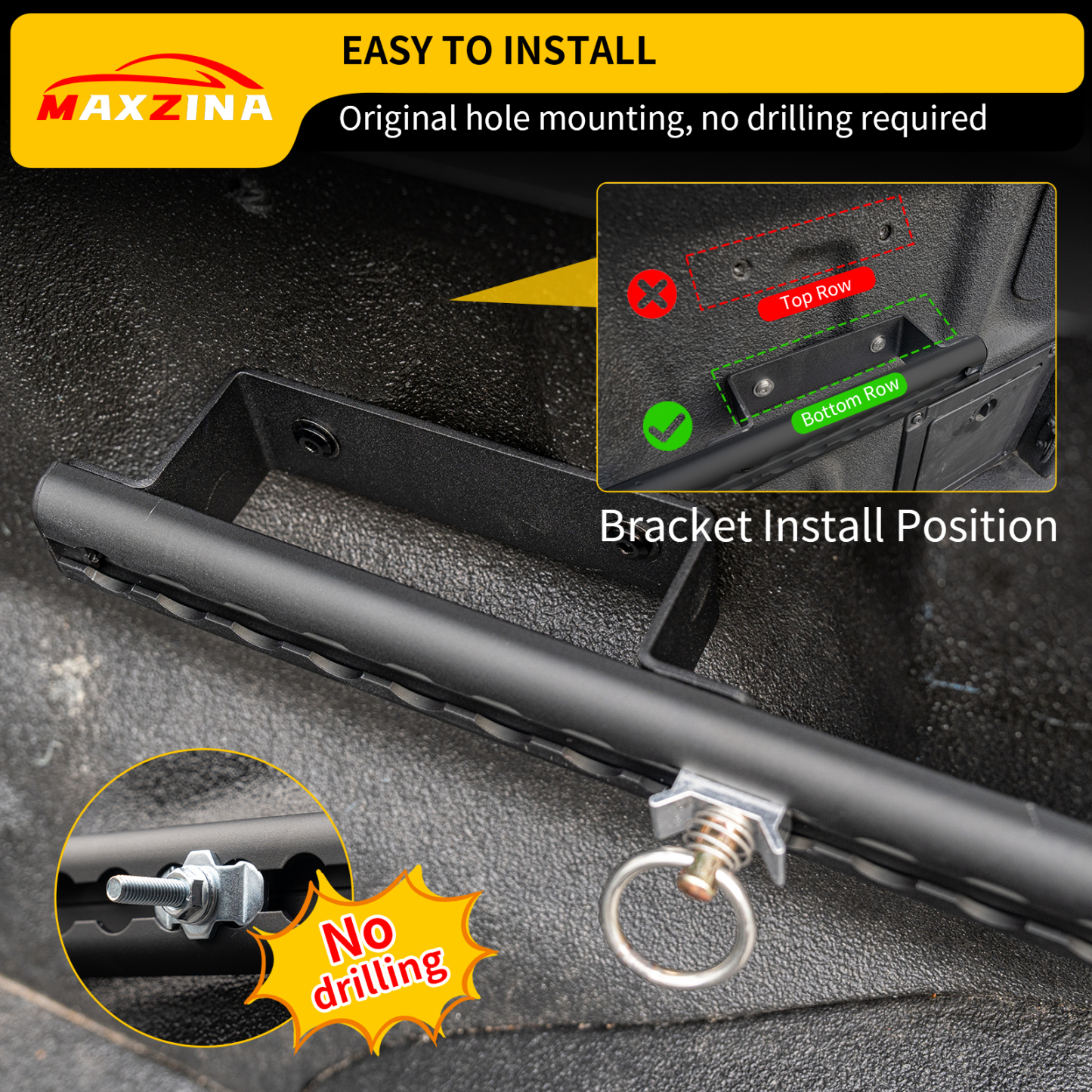 Maxzina Trail Rail System Compatible with 2015-2025 Ford F150 L-Track Side Rail Track Aluminum Alloy Silver Cargo Management Truck Bed Rail Tie Down System