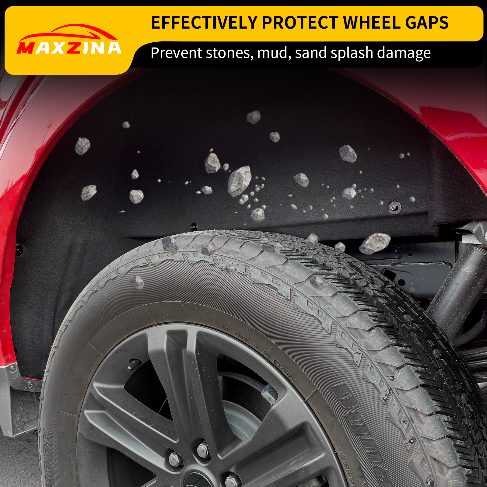 Maxzina Rear Wheel Well Liners Compatible with 2021-2025 Ford F150 (Not for Raptor) Rear Wheel Arch Liners No Drilling Well Guards Tire Inner Fenders