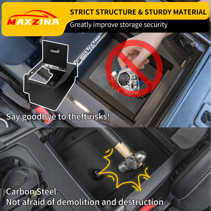 Maxzina Center Console Safe Lock Box Compatible with 2021-2025 Ford F150 Armrest Security Organizer Center Console Safe Vault Lockbox with 3 Digit Combo Password