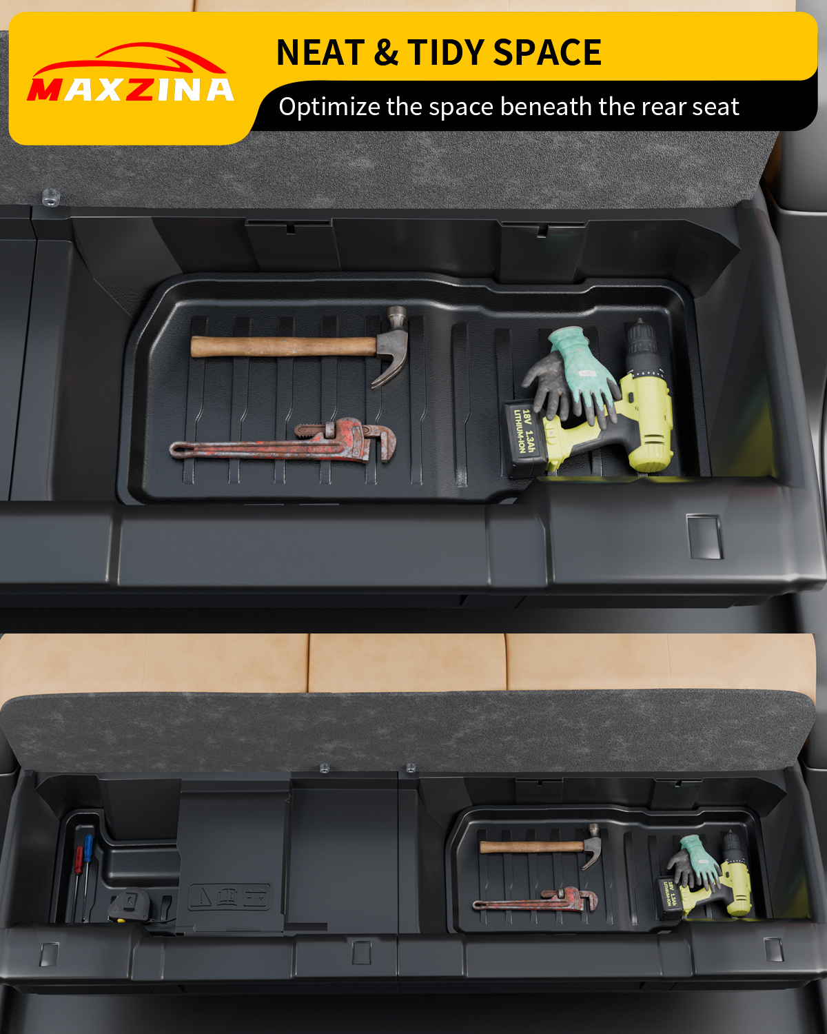 Maxzina 2022 2023 2024 2025 Ford Maverick Hybrid Under Seat Storage Mat