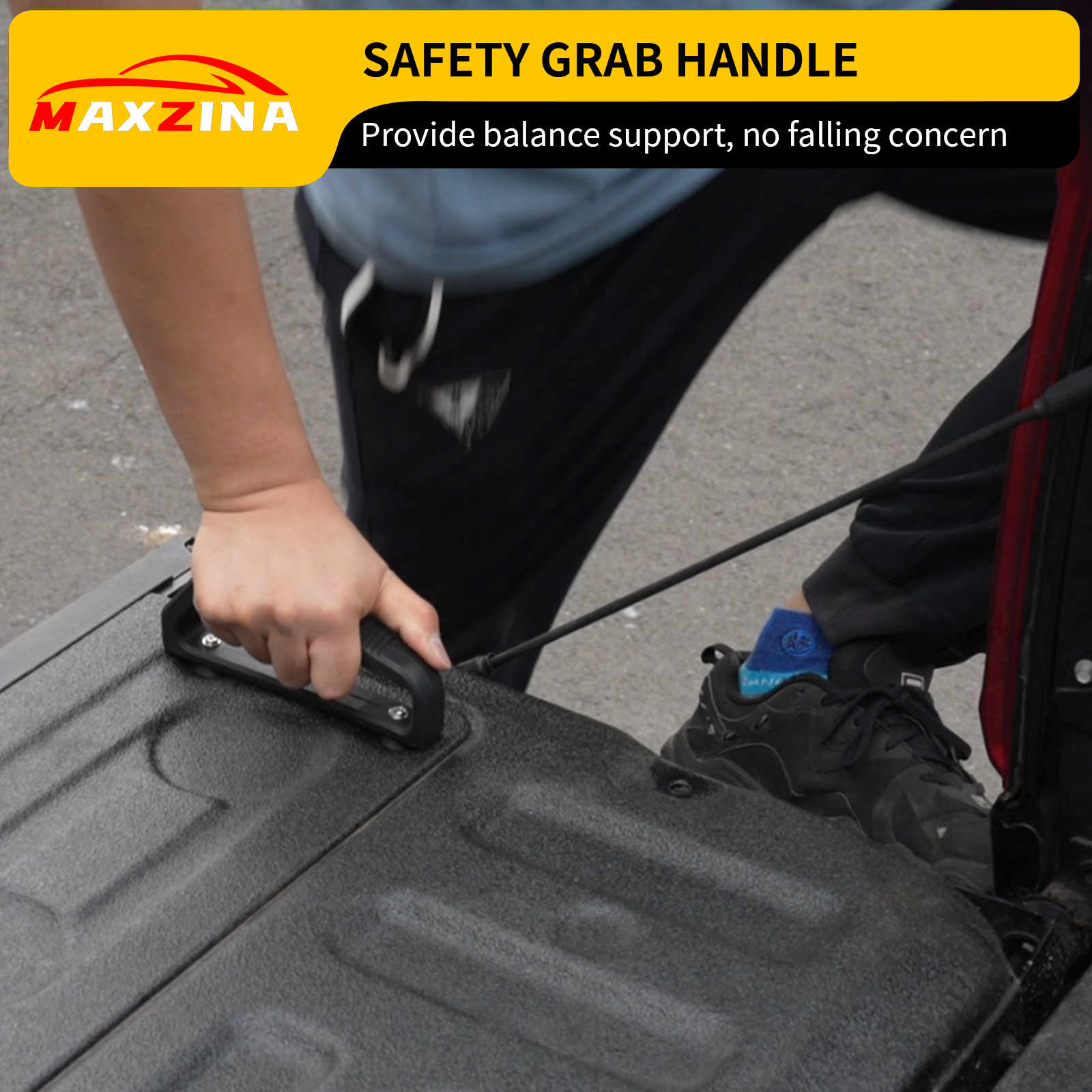 Maxzina Tailgate Grab Handle Compatible with 2015-2025 Ford F150 Tailgate Lift Assist Handle Auxiliary Step Grip Truck Bed Cargo Tie Down Point Nylon Versatile Assembly 2PCS