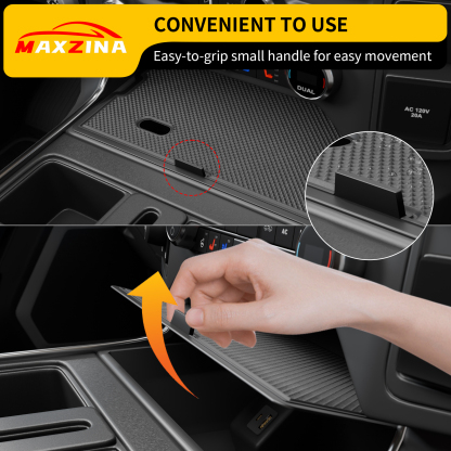 Maxzina Center Console Compartment Cover Compatible with 2021-2025 F150 & 2022-2025 F150 Lightning XLT Gear Shifter Front Hidden Pocket Lid with 3 USB Hole Secret Panel (Open Pocket W/O Lid ONLY)