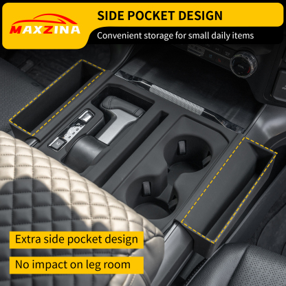 Maxzina Gear Shift Panel Tray Compatible with 2021-2025 Ford F150 Center Console Storage Gear Shifter Organizer with Cup Holder Insert for 2024 F-150 Accessories (40/Console/40 with Shift Knob ONLY)