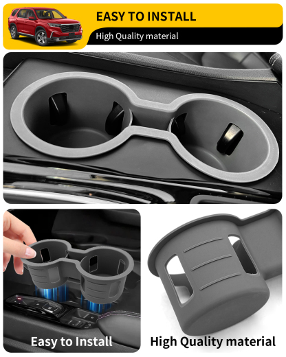 Maxzina Cup Holder Compatible with 2023-2025 Honda Pilot Car Center Console Cup Holder Silicone Insert Storage Box Interior Armrest Organizer for 2024 2025 Honda Ridgeline&Passport Accessories (Black)