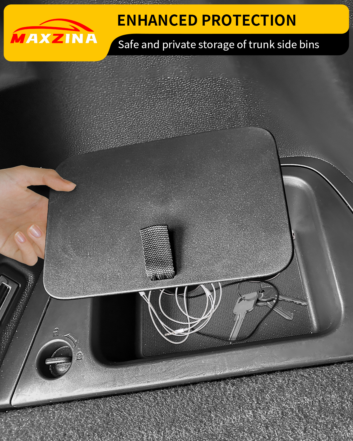 Maxzina Rear Trunk Organizer Cover Compatible with 2023 2024 2025 Honda Pilot Trunk Organizer Storage Bin Lid Left Driver Trunk Side Storage Box Cover Protector