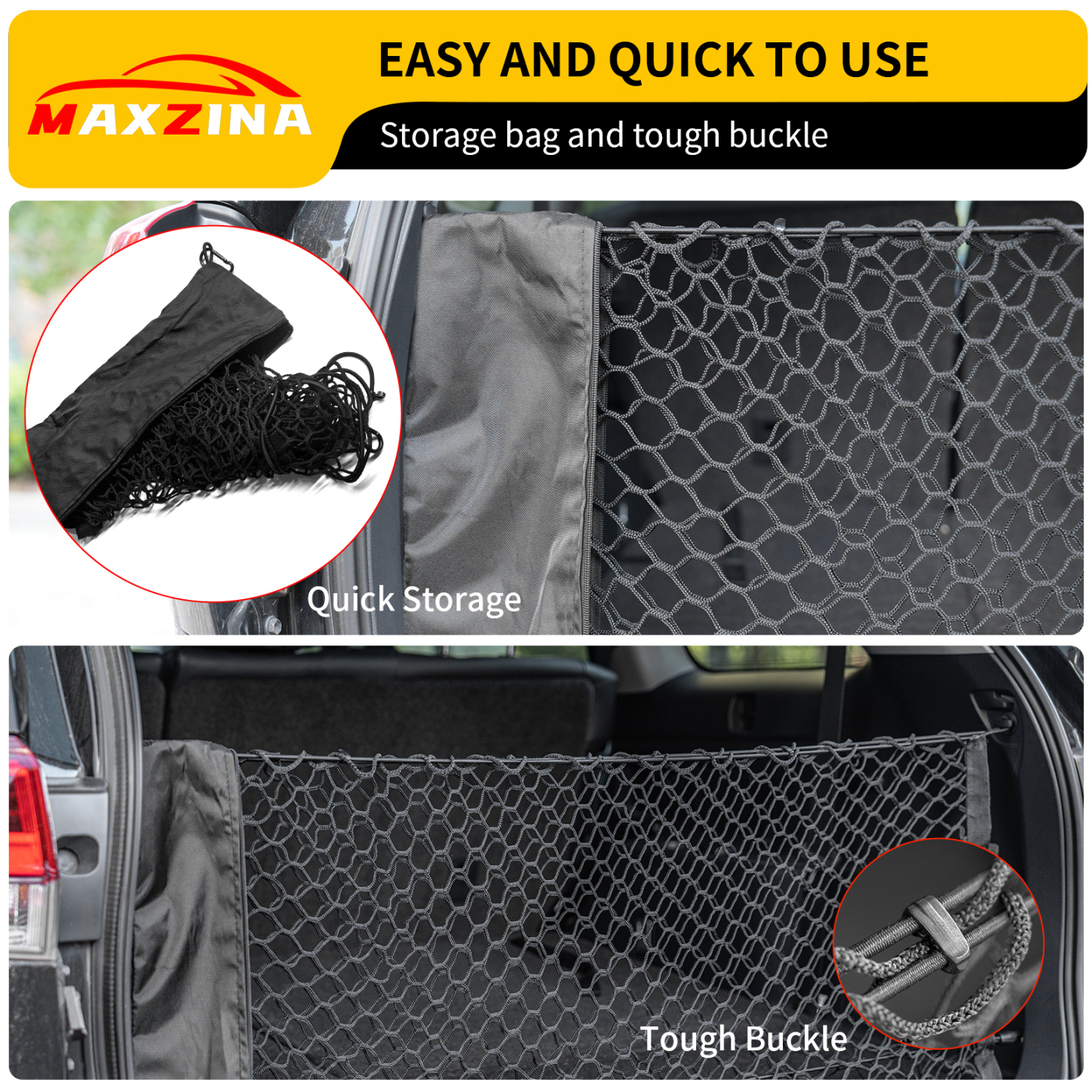 Maxzina Cargo Net Compatible with 2023-2025 Honda Pilot Truck Bed Cargo Net 3.28'×1.05' Double Layer Envelope Style Dense Mesh Trunk Organizer