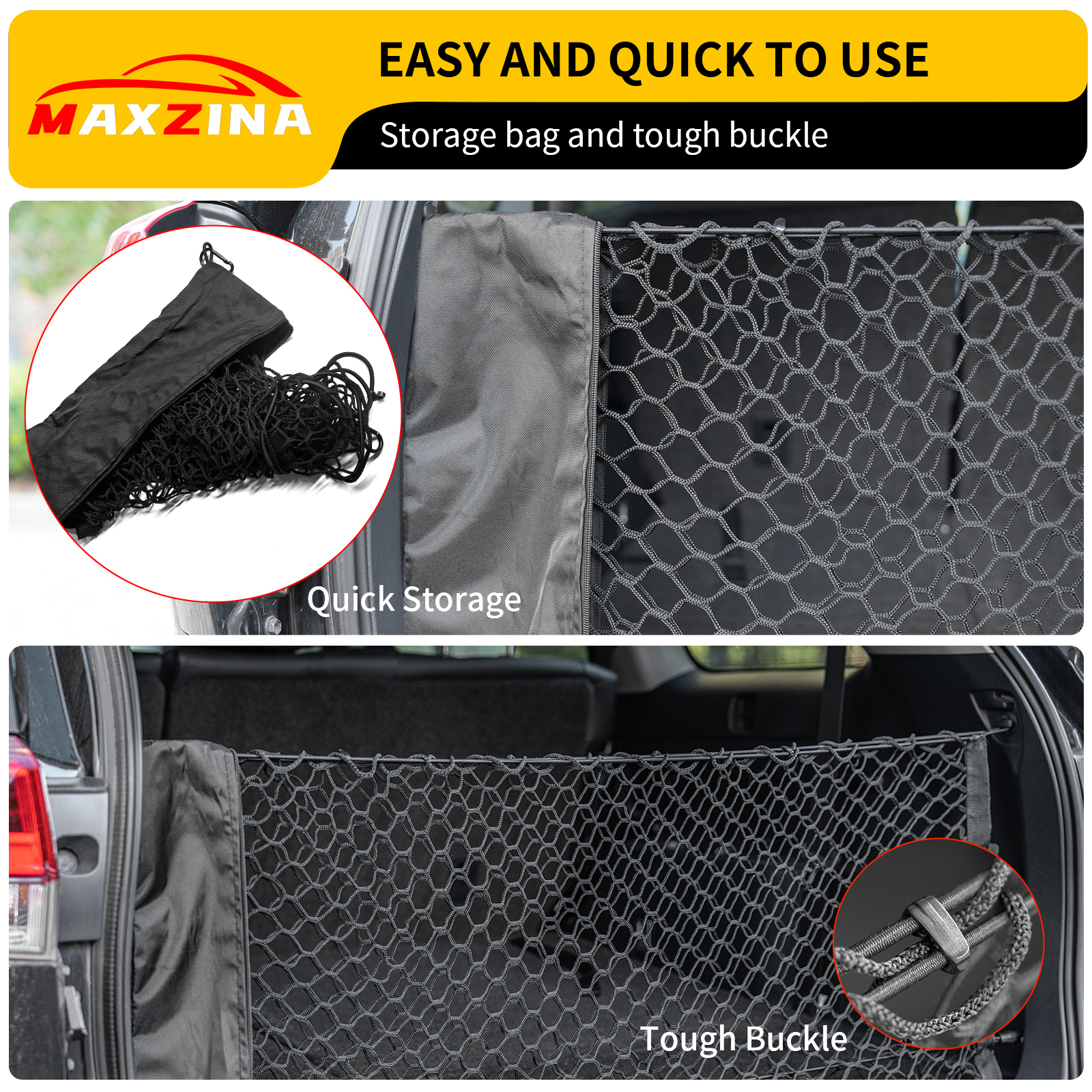 Maxzina Cargo Net Compatible with 2023-2025 Honda Pilot Truck Bed Cargo Net 3.28'×1.05' Double Layer Envelope Style Dense Mesh Trunk Organizer
