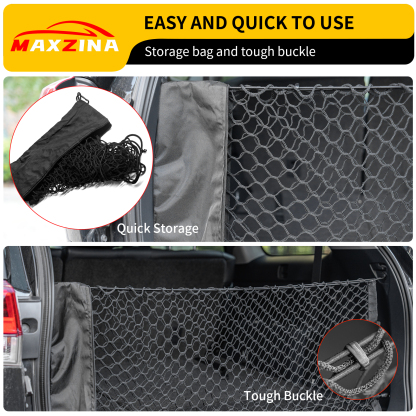 Maxzina Cargo Net Compatible with 2023-2025 Honda Pilot Truck Bed Cargo Net 3.28'×1.05' Double Layer Envelope Style Dense Mesh Trunk Organizer