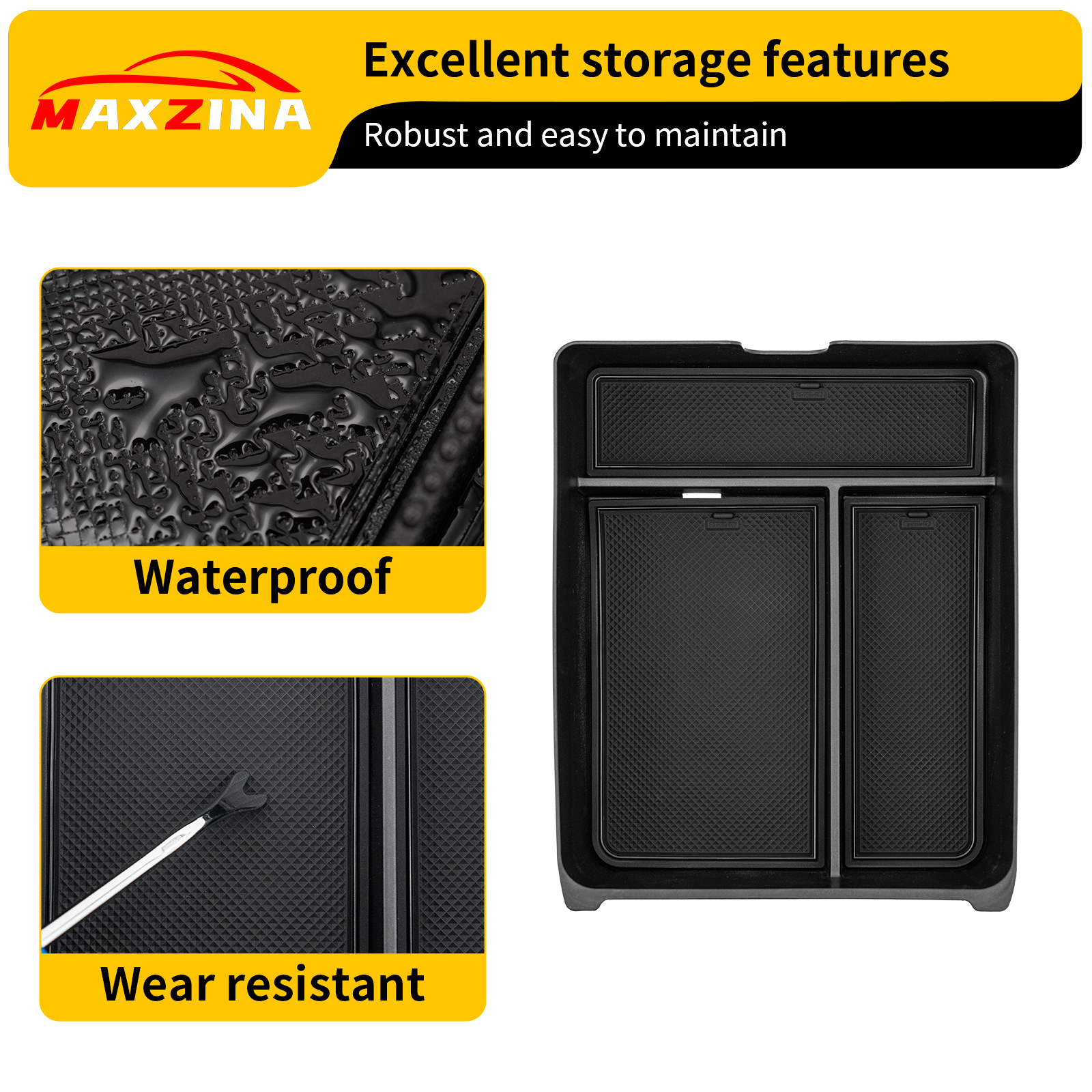 Maxzina Center Console Organizer Compatible with 2023-2025 Honda Pilot Center Console Storage Box ABS Plastic Armrest Storage Tray with PVC Pad