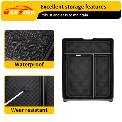 Maxzina Center Console Organizer Compatible with 2023-2025 Honda Pilot Center Console Storage Box ABS Plastic Armrest Storage Tray with PVC Pad