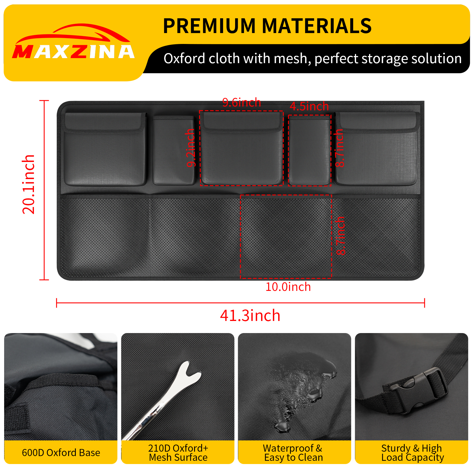 Maxzina Car Trunk Organizer Compatible with 2023-2025 Pilot Backseat Hanging Organizer Collapsible Oxford Cloth Car Storage Bag with 9 Pockets