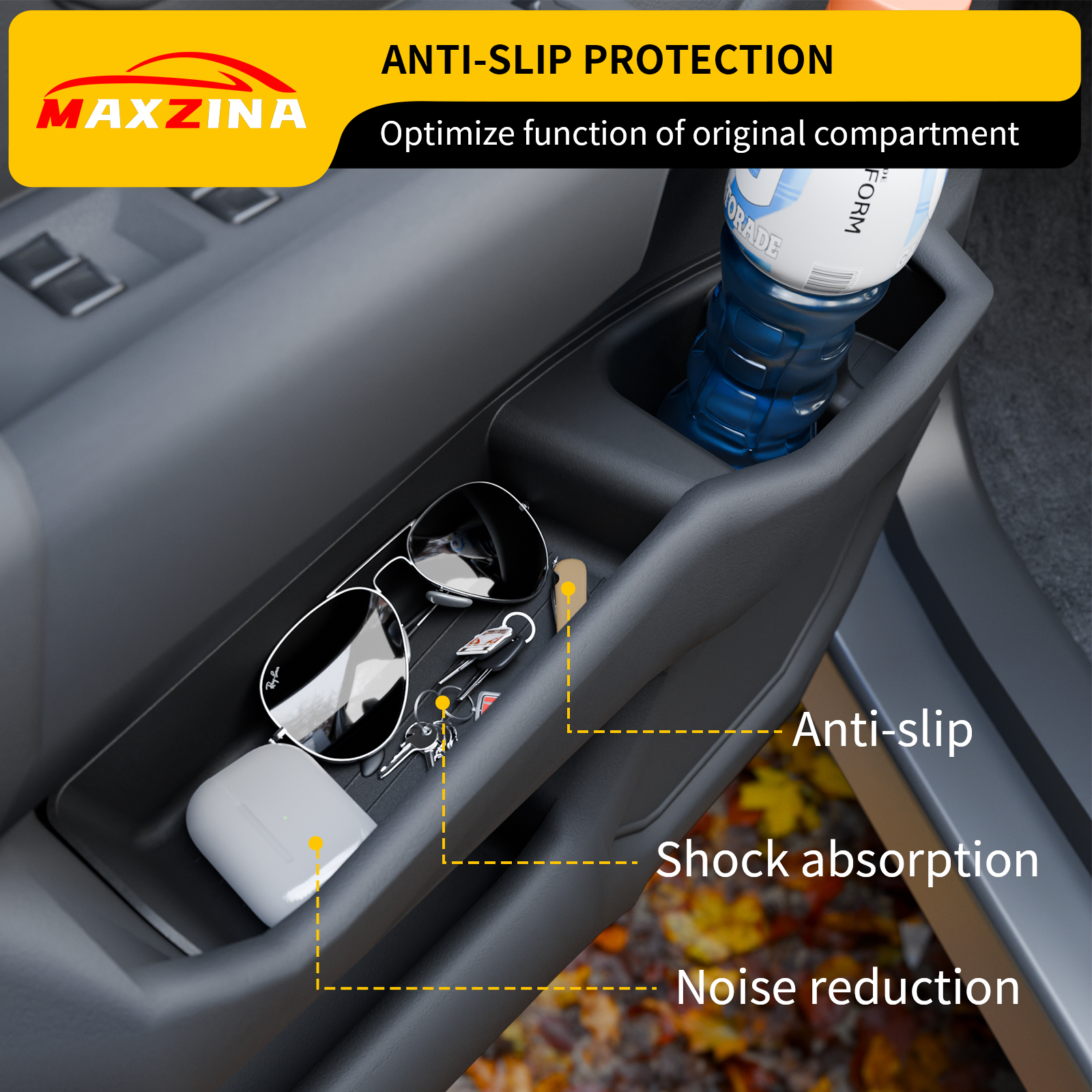 Maxzina Door Side Storage Tray Compatible with 2023-2025 Honda Pilot 4PCS Side Door Storage Box Organizer Front & Rear Car Side Phone Pocket Silicone for 2024 Pilot Accessories