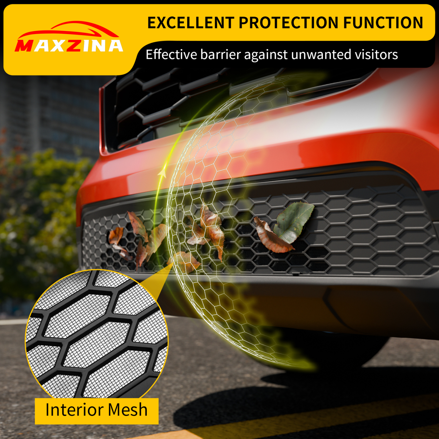 Maxzina Front Bumper Mesh Cover Compatible with 2023-2025 Honda Pilot Front Grill Mesh Cover Lower Grille Guard Air Intake Grid Insert Protection ABS Plastic Bug Deflector for 2024 Pilot Accessories