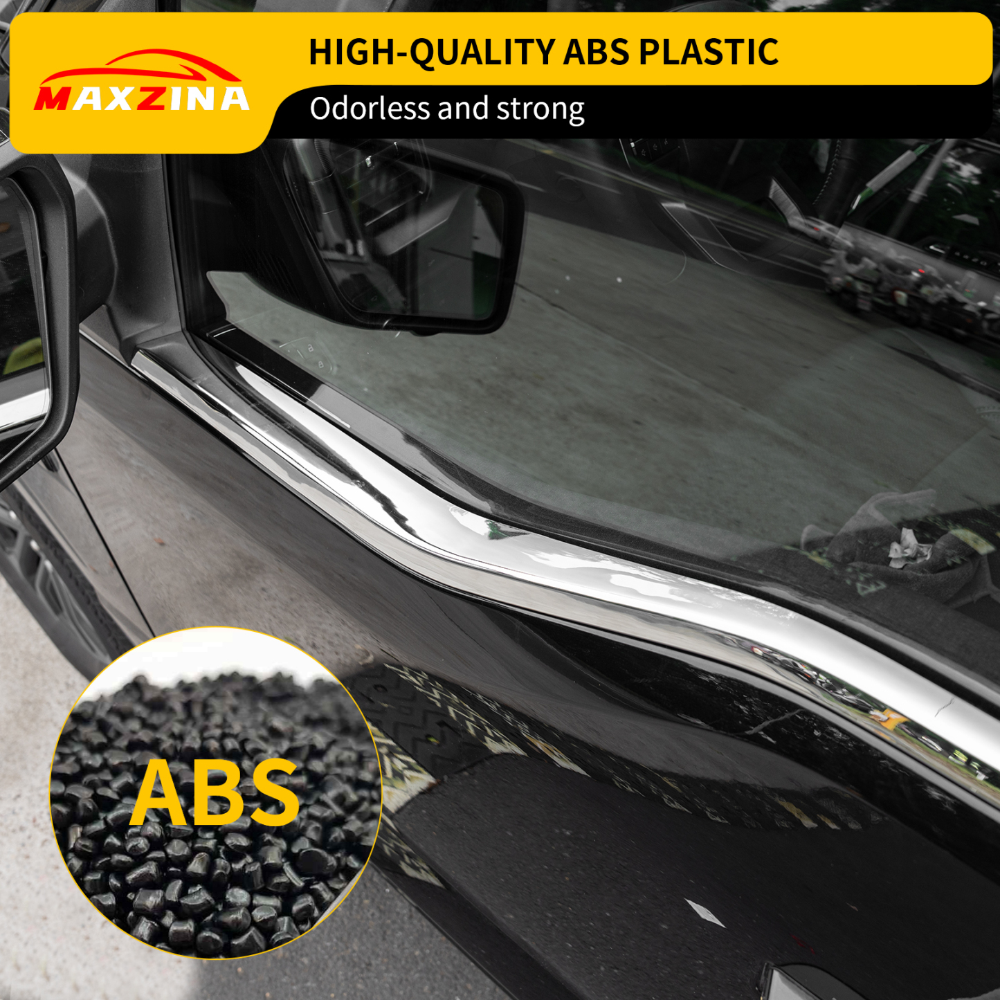 Maxzina Window Trim Compatible with 2021-2025 Ford F150 Supercrew ABS Plastic Window Molding Edge Guards Weatherstrip Bottom Sill Decoration Covers