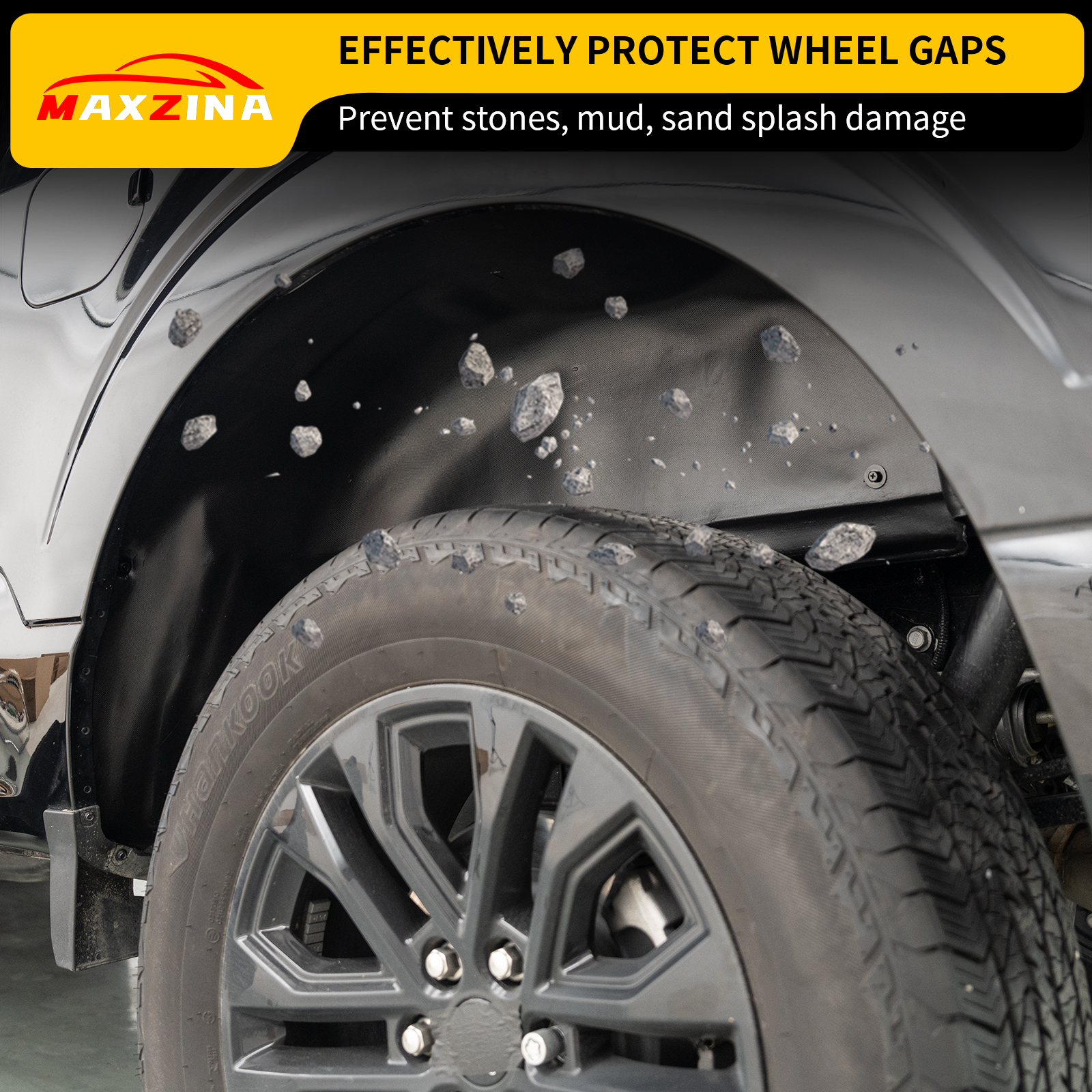 Maxzina Rear Wheel Well Liners Compatible with 2021-2025 Ford F150 (Not for Raptor) Rear Wheel Arch Liners No Drilling Well Guards Tire Inner Fenders