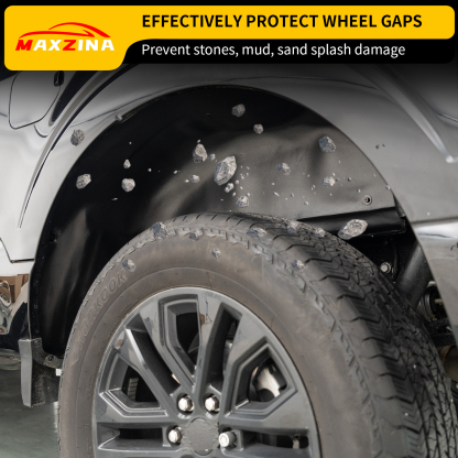 Maxzina Rear Wheel Well Liners Compatible with 2021-2025 Ford F150 (Not for Raptor) Rear Wheel Arch Liners No Drilling Well Guards Tire Inner Fenders