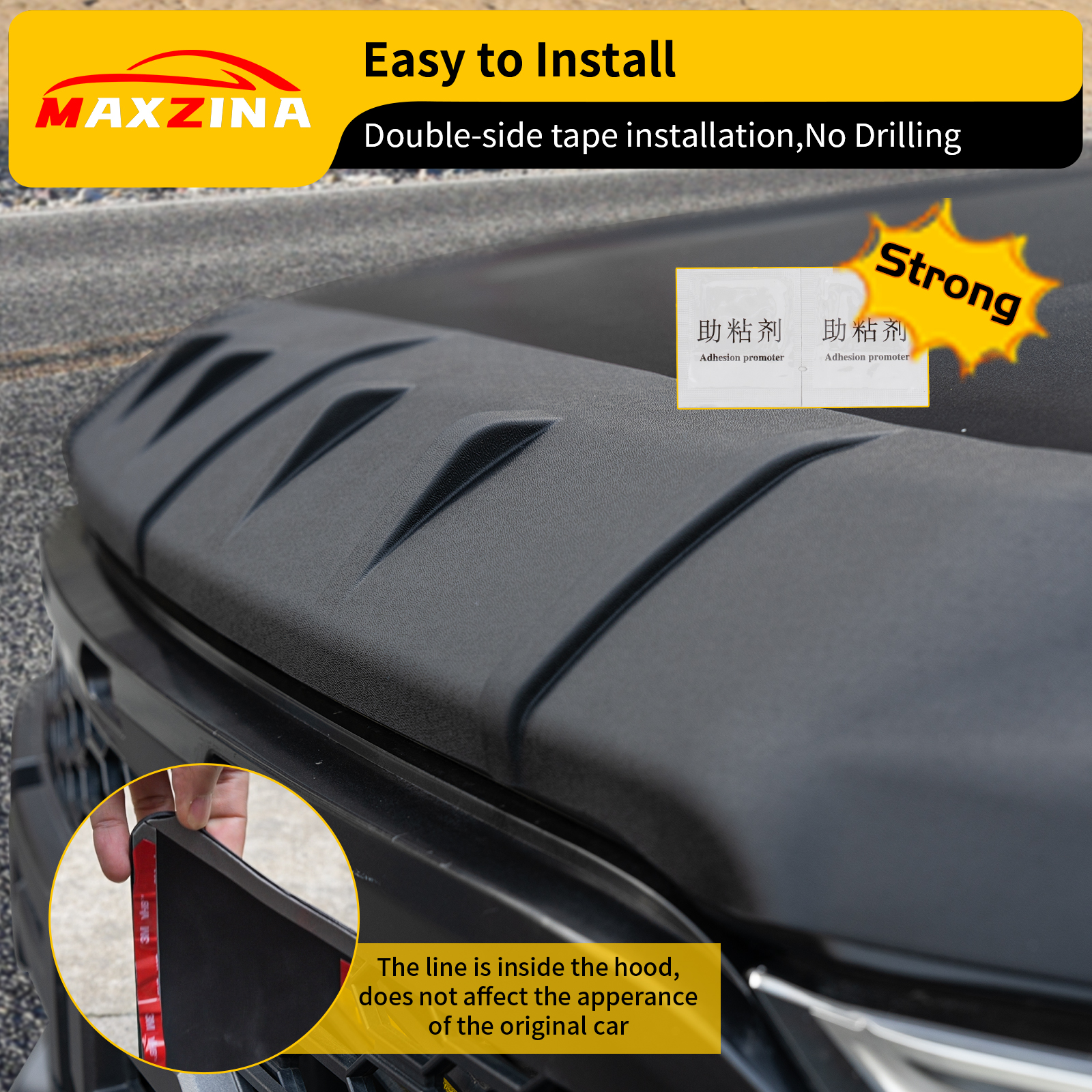 Maxzina Hood Protector Compatible with 2021-2025 Ford F150 XL/STX/XLT/Lariat Hood Shield TPE Bug Deflector Bug Guard for 2024 Ford F-150 Accessories