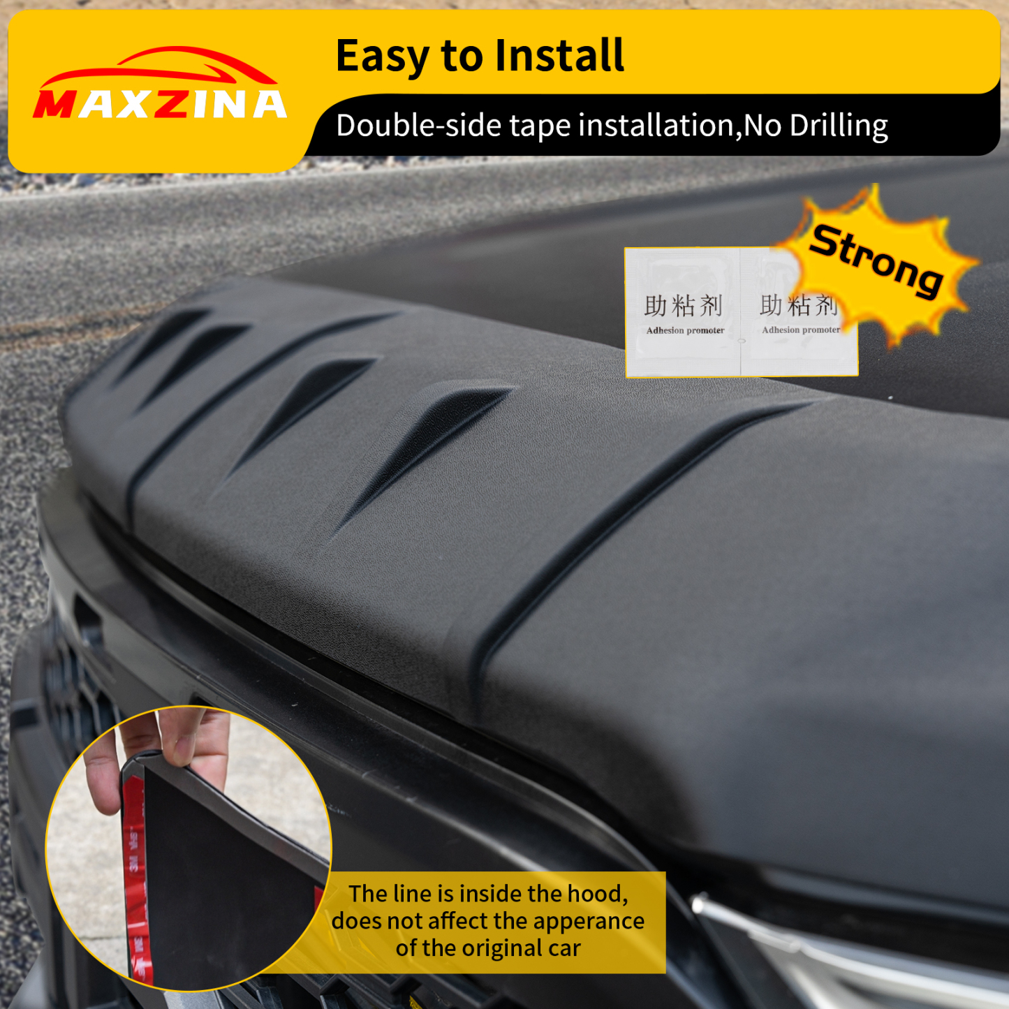 Maxzina Hood Protector Compatible with 2021-2025 Ford F150 XL/STX/XLT/Lariat Hood Shield TPE Bug Deflector Bug Guard for 2024 Ford F-150 Accessories