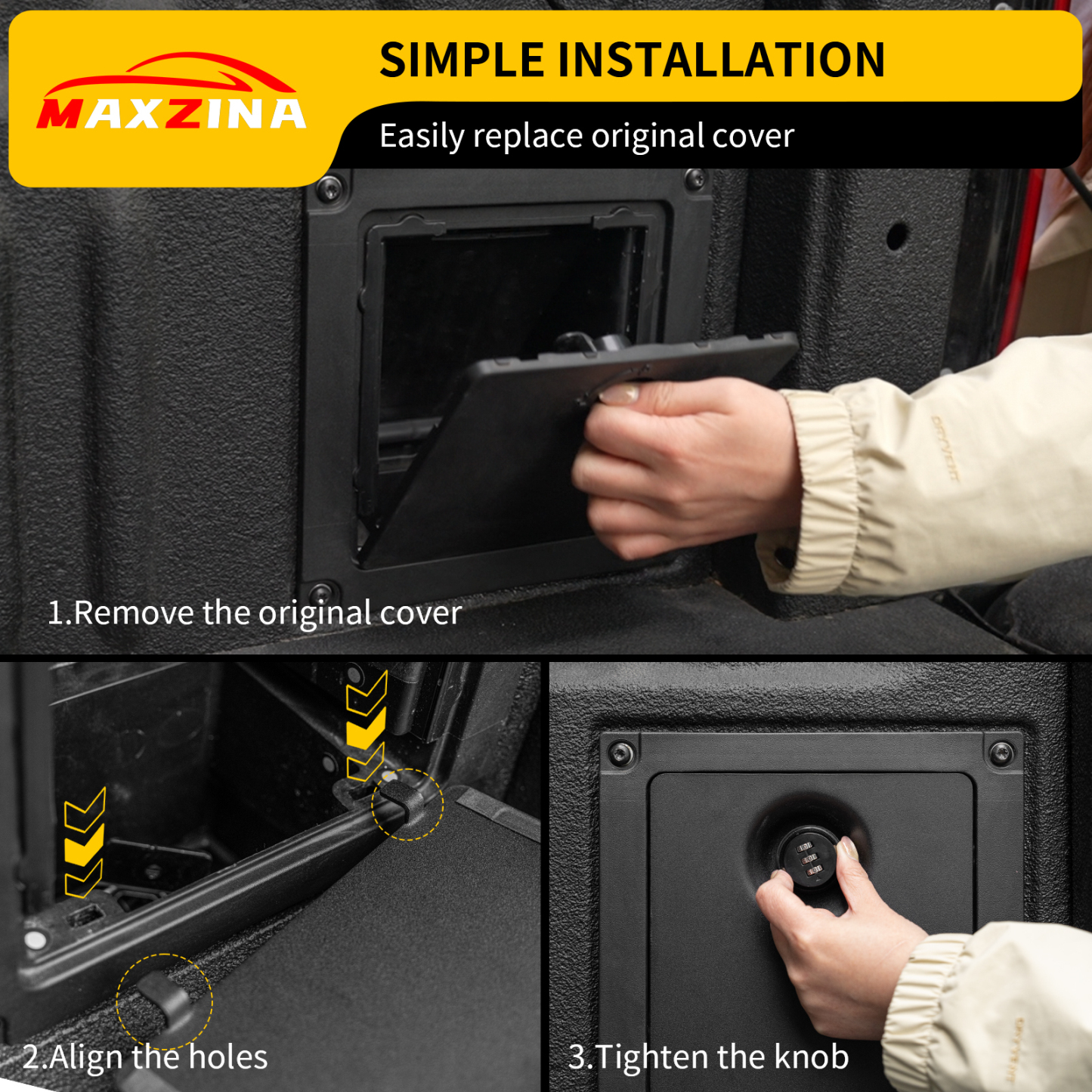 Maxzina Truck Security Lock Cover Compatible with 2024 2025 Ford F150 Code Locking Security Lid Bed Storage Bin Side Cover with Code Lock for 2024 F-150 Accessories