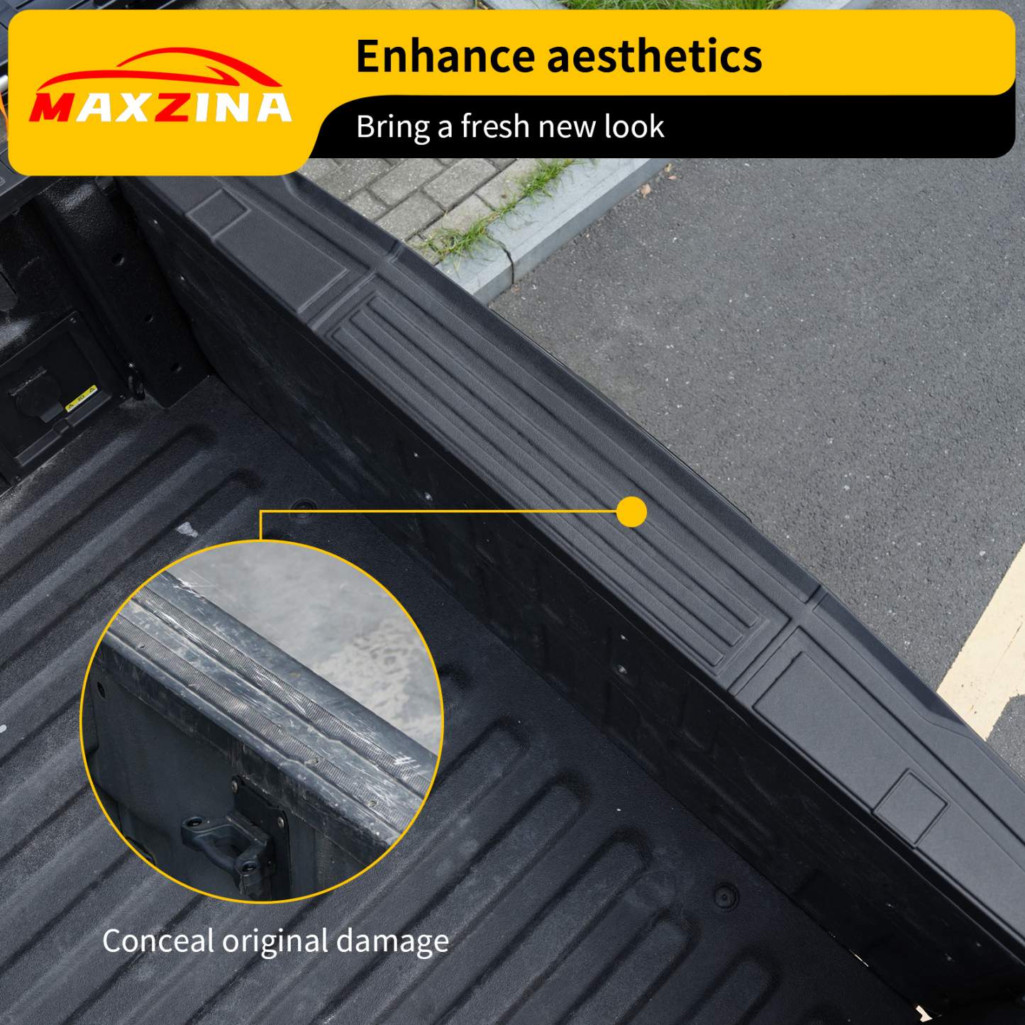 Maxzina Tailgate Molding Cap Cover Compatible with 2021-2025 Ford F150 TPE Tailgate Molding Trim Top Cap Protector Cover for 2024 Ford F-150 Accessories (NOT for Multifunction Tailgate)